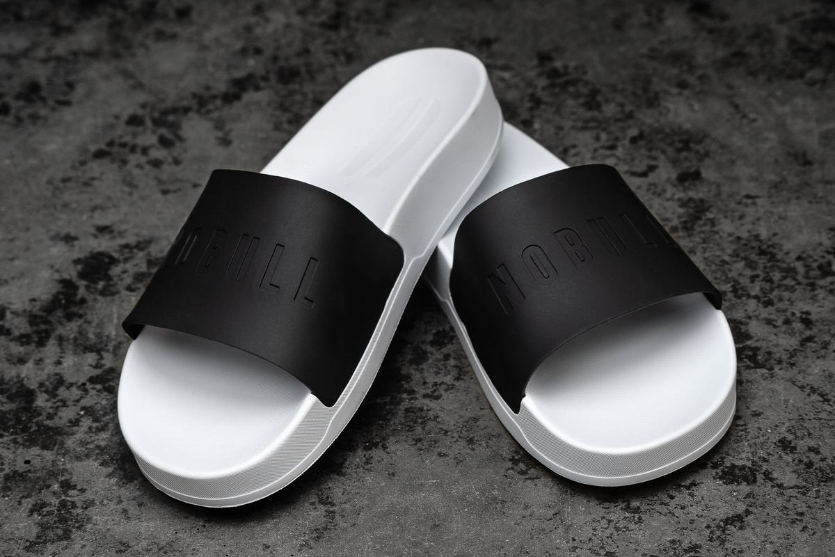 Nobull Men\'s Slides Black White | Australia (GF8023)